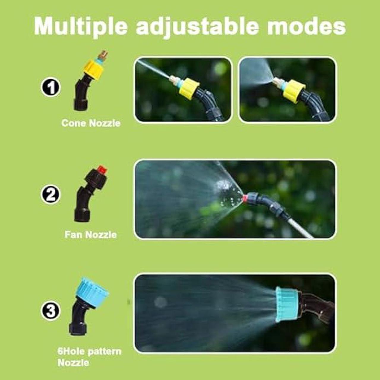 Alt view image 3 of 6 - Battery Powered Sprayer 2.4 Gallon and 34 Ounce Set, Electric Garden Sprayer with 4 Nozzles Adjustable Shoulder Strap, Water Sprayer with Retractable Wand for Weed, Yard, Lawn and Garden