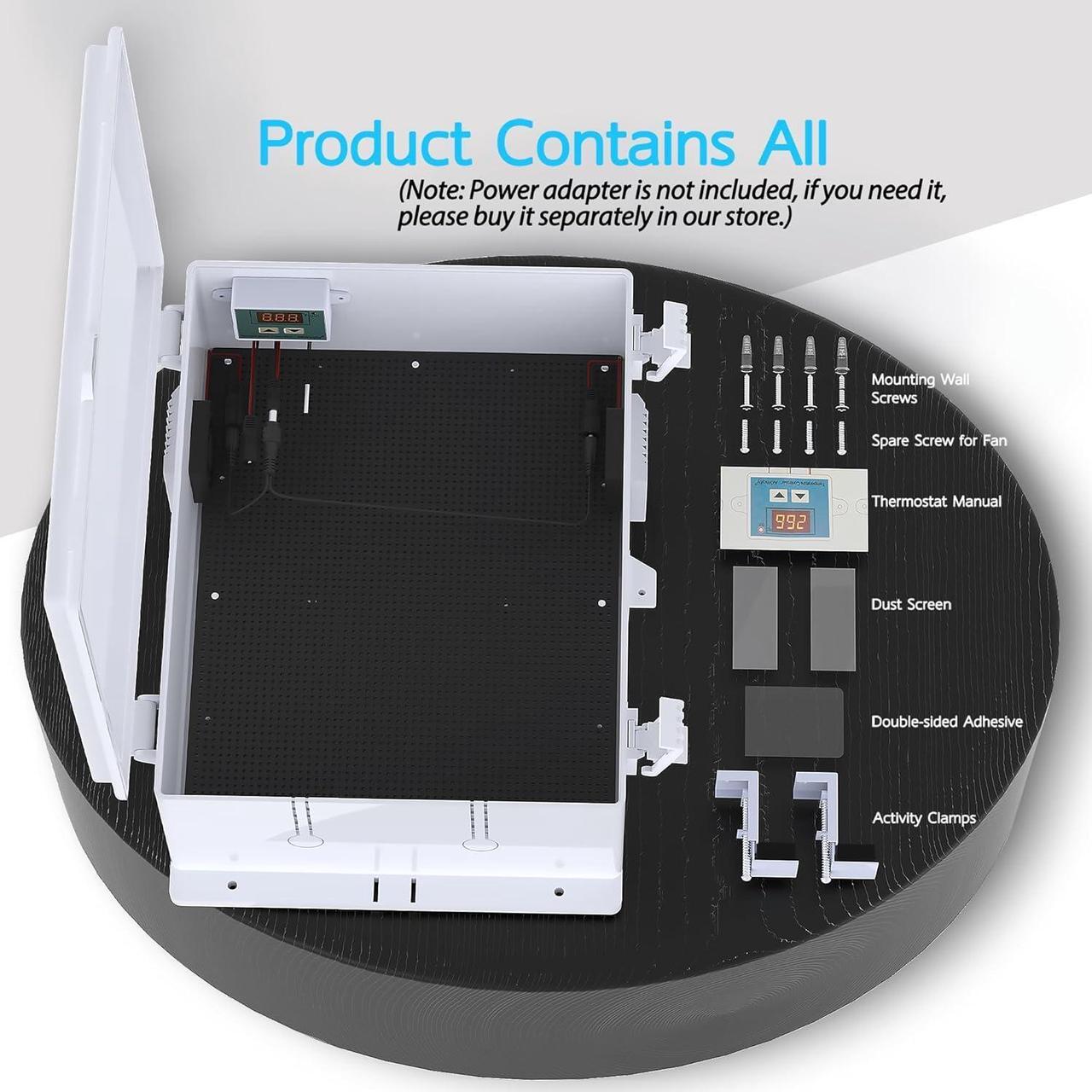 Alt view image 2 of 7 - Outdoor Electrical Box, Waterproof Electrical Junction Box IP65 ABS Plastic Enclosure with Fan & Thermostat, Mounting Plate and Hinged Lid (15.7" H x 11" L x 5.9" W)