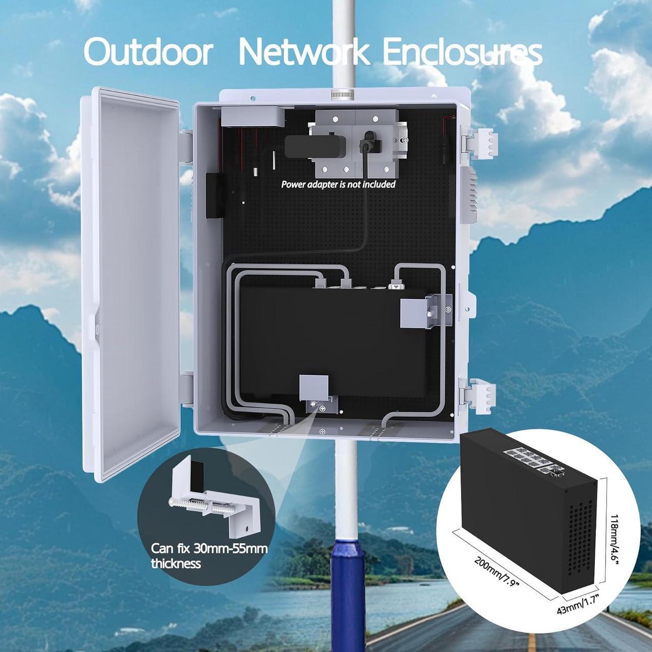 Alt view image 4 of 7 - Outdoor Electrical Box, Waterproof Electrical Junction Box IP65 ABS Plastic Enclosure with Fan & Thermostat, Mounting Plate and Hinged Lid (15.7" H x 11" L x 5.9" W)
