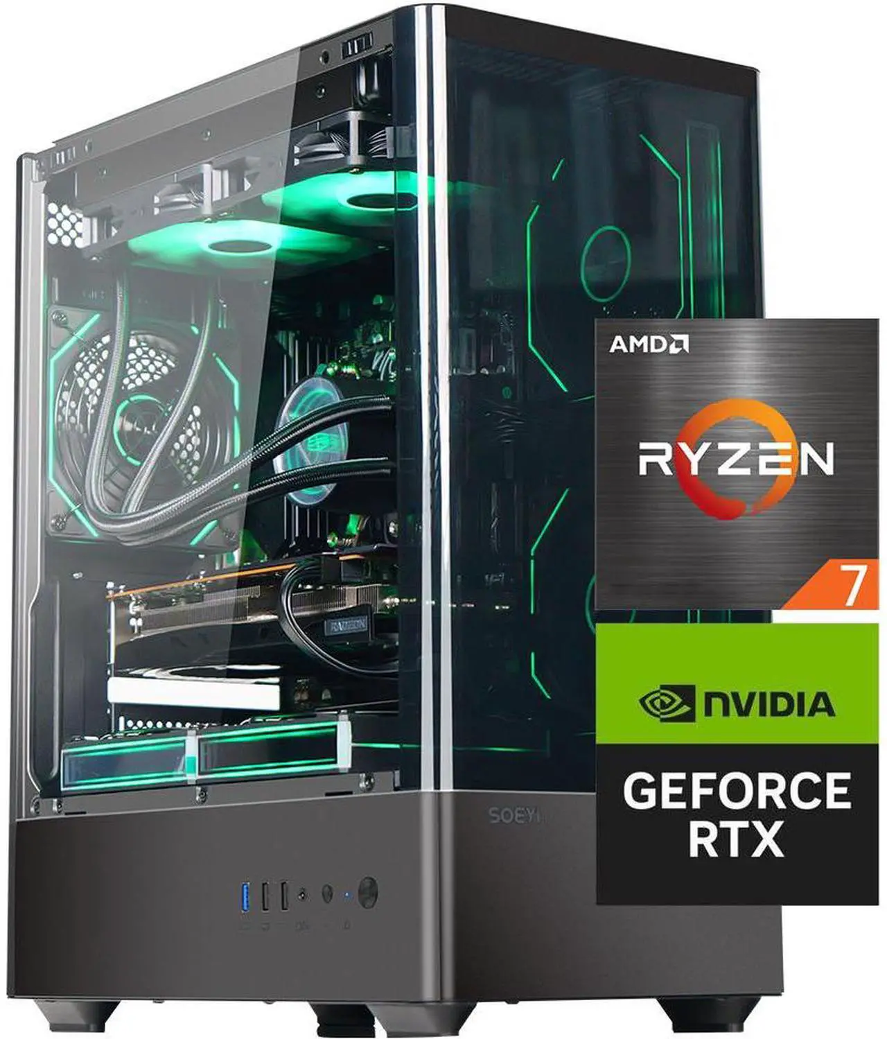 Main image of Synvisus Gaming Desktop, Ryzen 7 5700X, NVIDIA RTX 4060 ,32GB DDR4 RAM, 1TB M.2 NVMe SSD ,Windows 11 home,WIFI, Liquid Cooler , ARGB Fans , Pc for Gaming DesignOffice , Prebuilt Gaming Pc