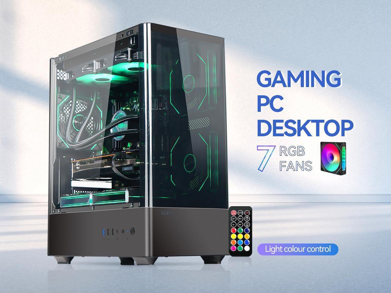 Alt view image 2 of 7 - Synvisus  Gaming Desktop - AMD Ryzen 7 5700X (8 core up to 3.4GHz) - NVIDIA RTX 4060 8G -32GB DDR4 3200MHz -1TB NVMe SSD- Liquid Cooler -5 ARGB Fans- Pc for Gaming DesignOffice , Prebuilt Gaming pc