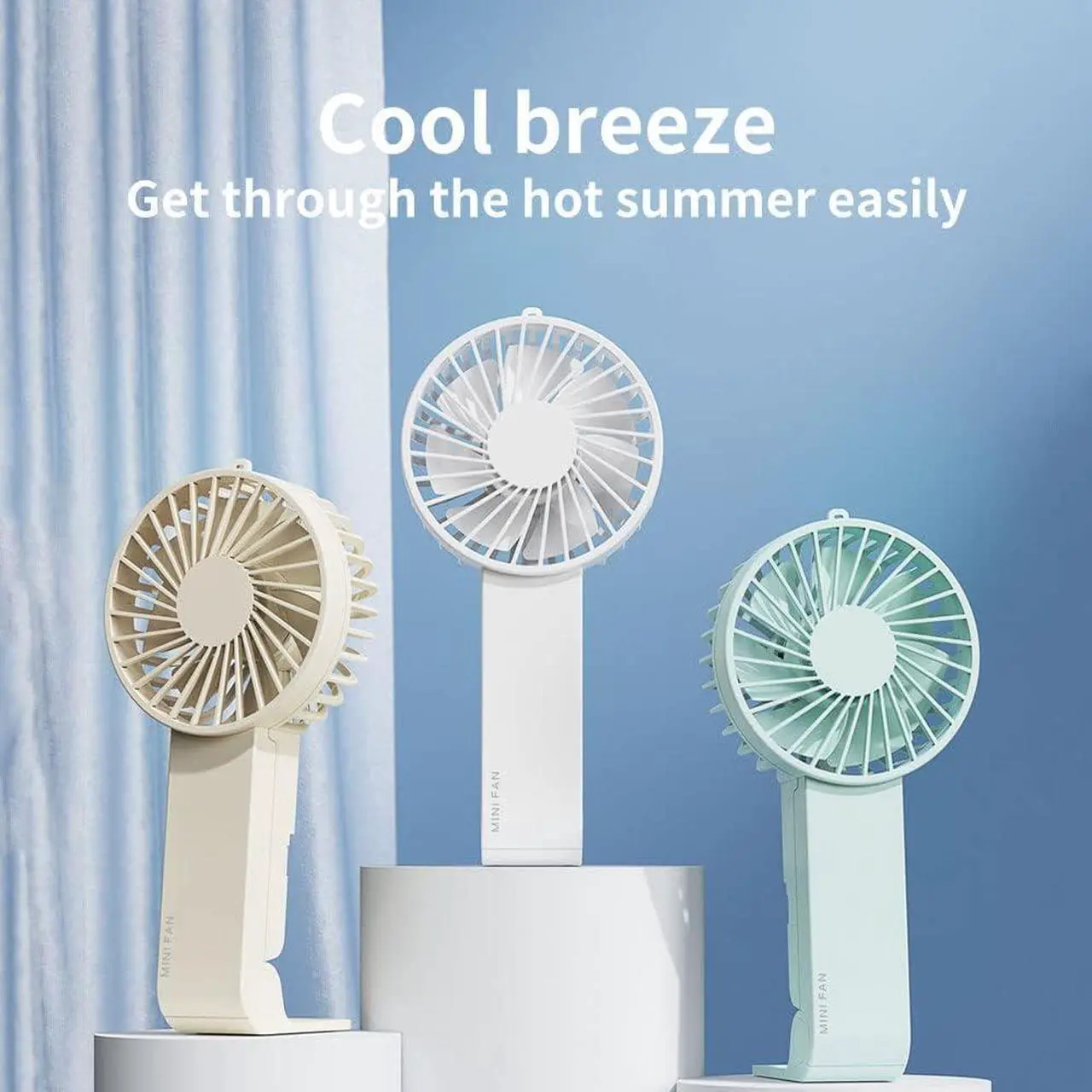 Alt view image 2 of 7 - GKI Handheld Fan, Portable Mini Fan with 3 Adjustable Speed, Foldable Personal Fan for Girl & Kids, Desk Fan For Office, Foldable USB Fan Great For Travel Outdoors. (GREEN)