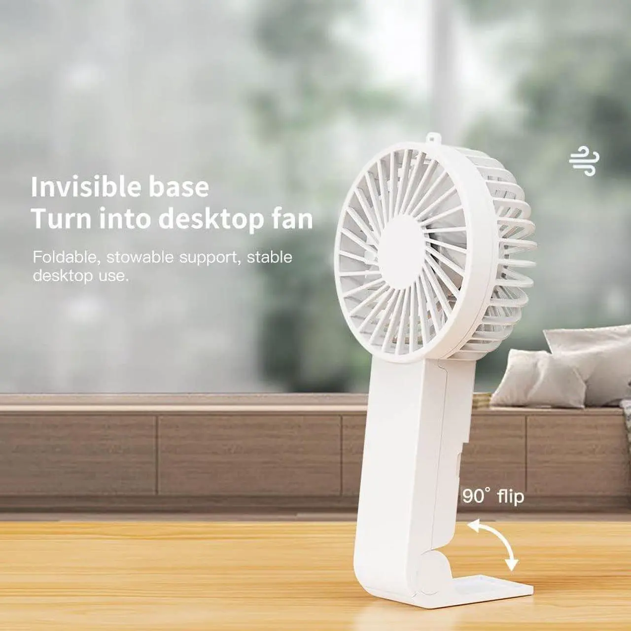 Alt view image 6 of 7 - GKI Handheld Fan, Portable Mini Fan with 3 Adjustable Speed, Foldable Personal Fan for Girl & Kids, Desk Fan For Office, Foldable USB Fan Great For Travel Outdoors. (GREEN)