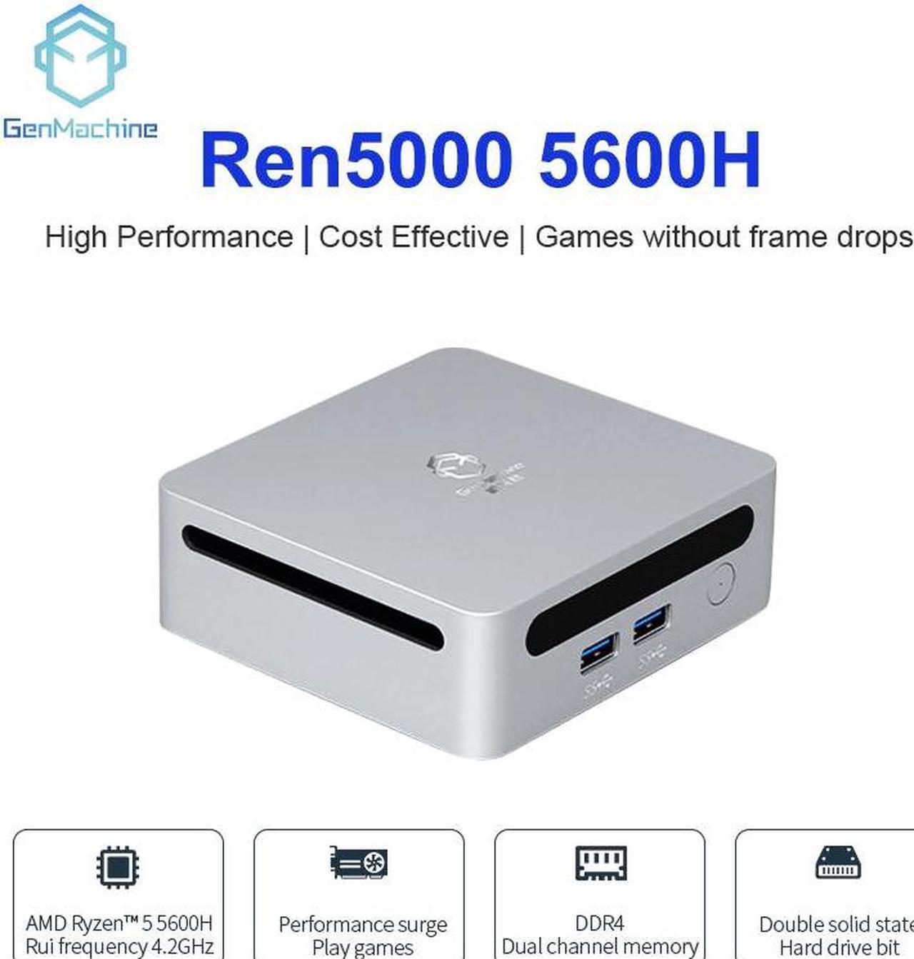 Alt view image 3 of 7 - GenMachine Mini PC AMD Ryzen 5 5600H,8GB RAM 2TB M.2 NVMe SSD,AMD Radeon Graphics,2 x 4K Output, 2 x HDMI Ports,2 x USB 3.0,1 x Type-C,Wifi6,Bluetooth5.2,Windows 11 Pro Desktop Computer
