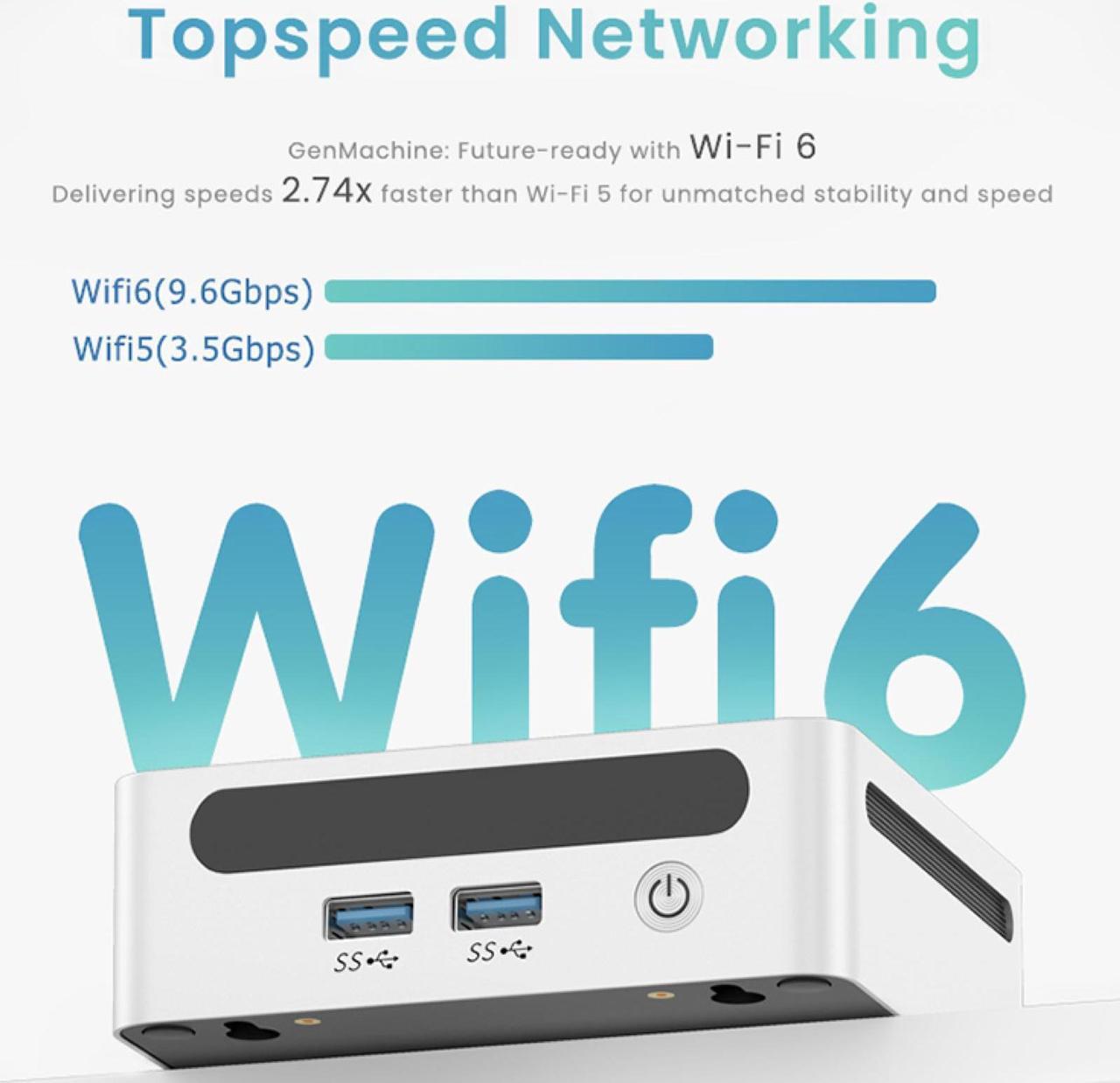 Alt view image 5 of 7 - GenMachine Mini PC AMD Ryzen  7 5800H,32GB RAM 1TB M.2 NVMe SSD,Radeon Vega8,USB3.0*2,USB2.0*2,Type-C (DP/DATA)*1,HDMI*2 Network Port X1,Wifi6,Bluetooth5.2,Windows 11 Desktop Computer