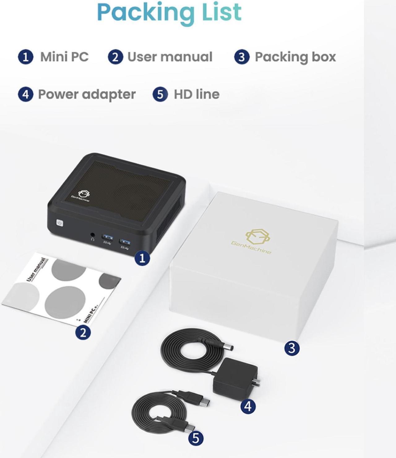Alt view image 7 of 7 - GenMachine Mini PC AMD Ryzen 3 2200U,8GB RAM 256GB M.2 NVMe SSD, AMD Radeon Vega 8 Graphics,2 x 4K Output, 1 x HDMI Ports,1 x DP Ports,4 x USB 3.0,Wifi5, Bluetooth4.2,Windows 10 Desktop Computer