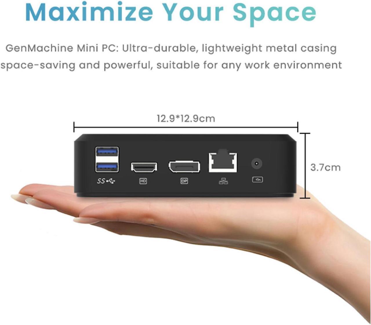 Alt view image 6 of 7 - GenMachine Mini PC AMD Ryzen 3 2200U,8GB RAM 256GB M.2 NVMe SSD, AMD Radeon Vega 8 Graphics,2 x 4K Output, 1 x HDMI Ports,1 x DP Ports,4 x USB 3.0,Wifi5, Bluetooth4.2,Windows 10 Desktop Computer