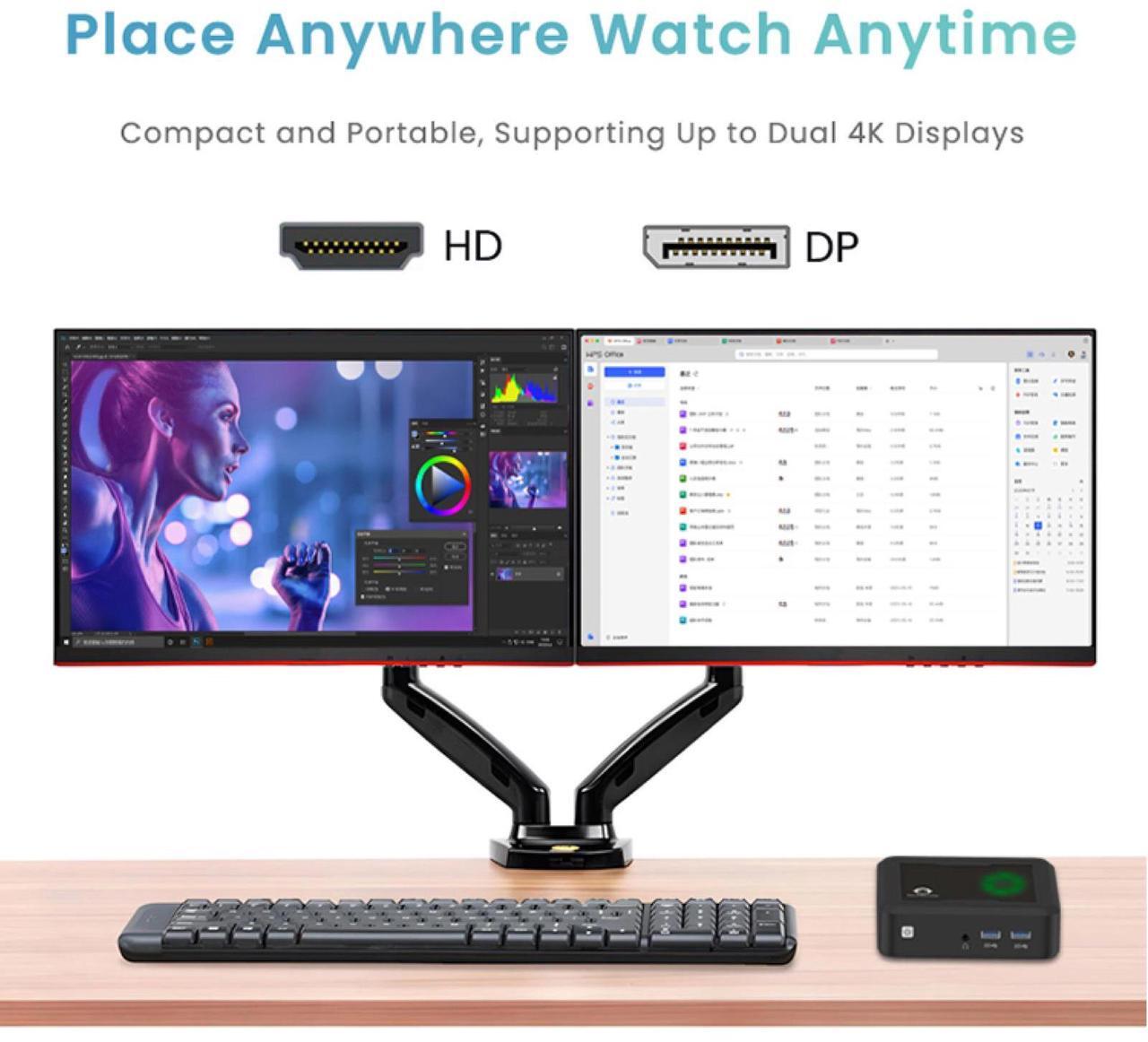 Alt view image 5 of 7 - GenMachine Mini PC AMD Ryzen 5 3550H,16GB RAM 512GB M.2 NVMe SSD, AMD Radeon Vega 8 Graphics,2 x 4K Output, 1 x HDMI Ports,1 x DP Ports,4 x USB 3.0, Wifi5,Bluetooth4.2, Desktop Computer