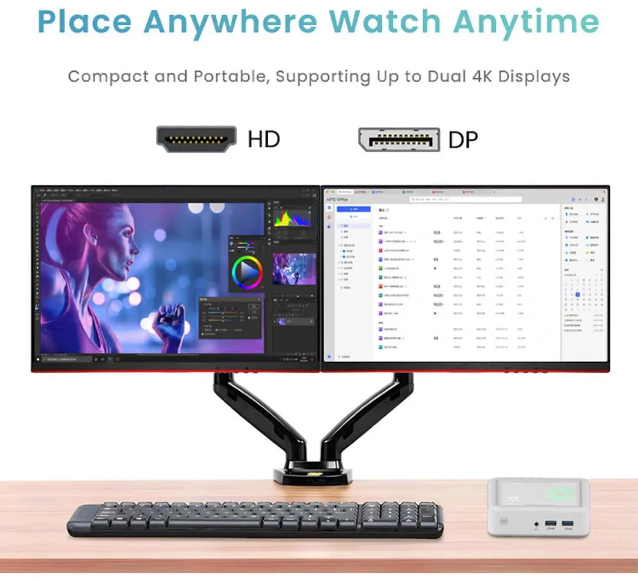 Alt view image 5 of 7 - GenMachine Mini PC AMD Ryzen 5 3550H,16GB RAM 512GB M.2 NVMe SSD, AMD Radeon Vega 8 Graphics,2 x 4K Output, 1 x HDMI Ports,1 x DP Ports,4 x USB 3.0, Wifi5,Bluetooth4.2, Desktop Computer - White