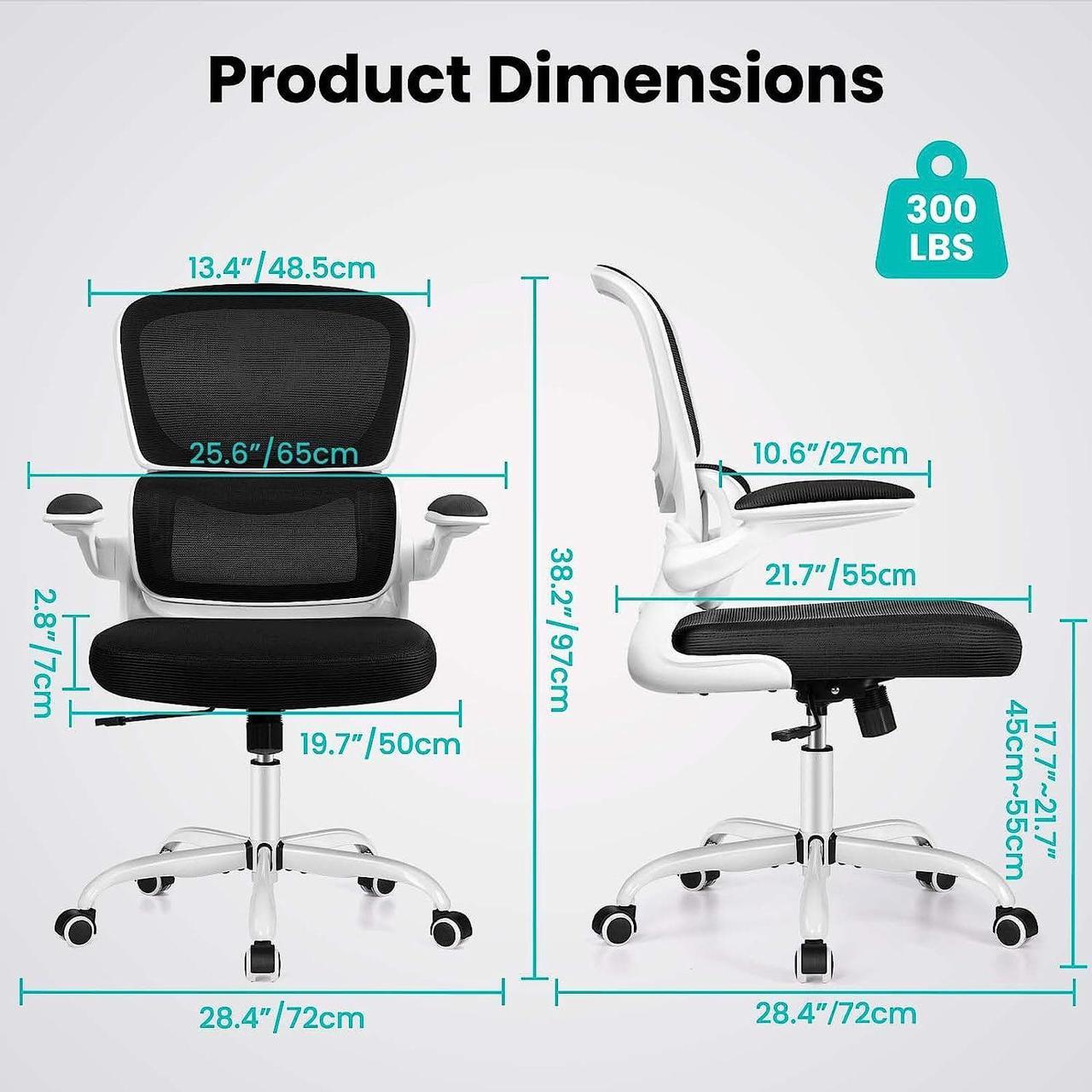 Alt view image 7 of 7 - Razzor Office Chair, Ergonomic Desk Chair with Lumbar Support and Adjustable Armrests, Breathable Mesh Mid Back Computer Chair, Reclining Task Chair for Home Office