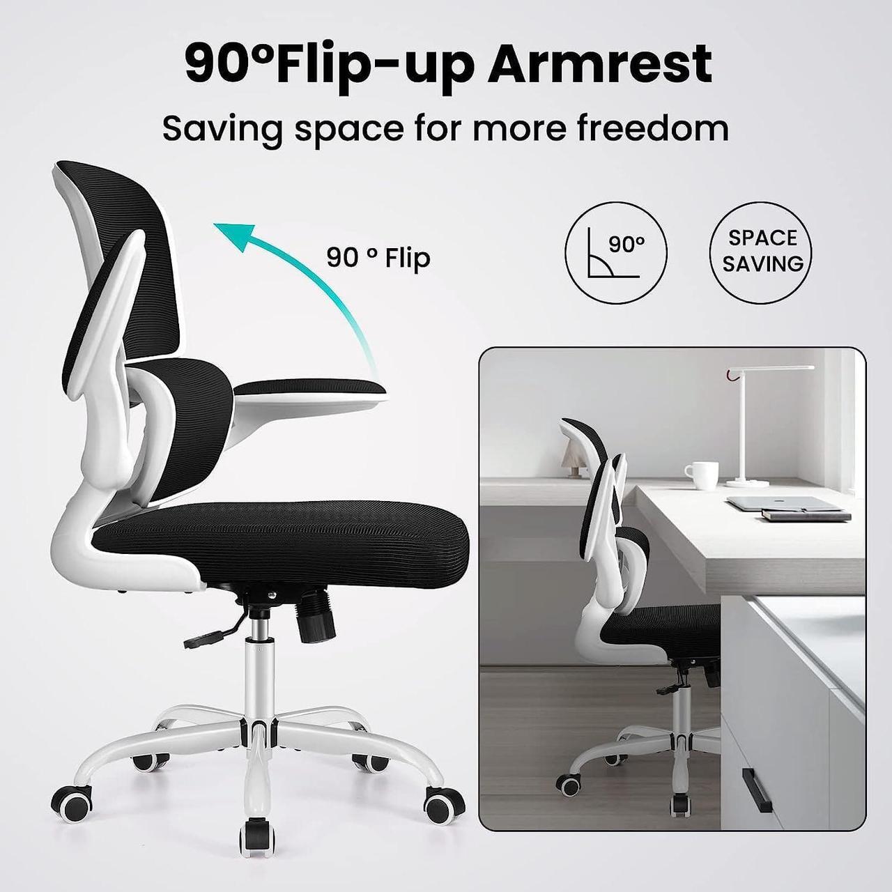 Alt view image 3 of 7 - Razzor Office Chair, Ergonomic Desk Chair with Lumbar Support and Adjustable Armrests, Breathable Mesh Mid Back Computer Chair, Reclining Task Chair for Home Office