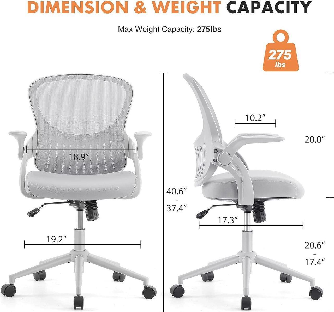 Alt view image 7 of 7 - Ergonomic Home Office Desk Chair Mesh Computer Chair Adjustable Height Chair Task Chair Swivel Chair Rolling Chair with Lumbar Support/Flip-up Arms for Office, Study, Bedroom, Welcome to consult