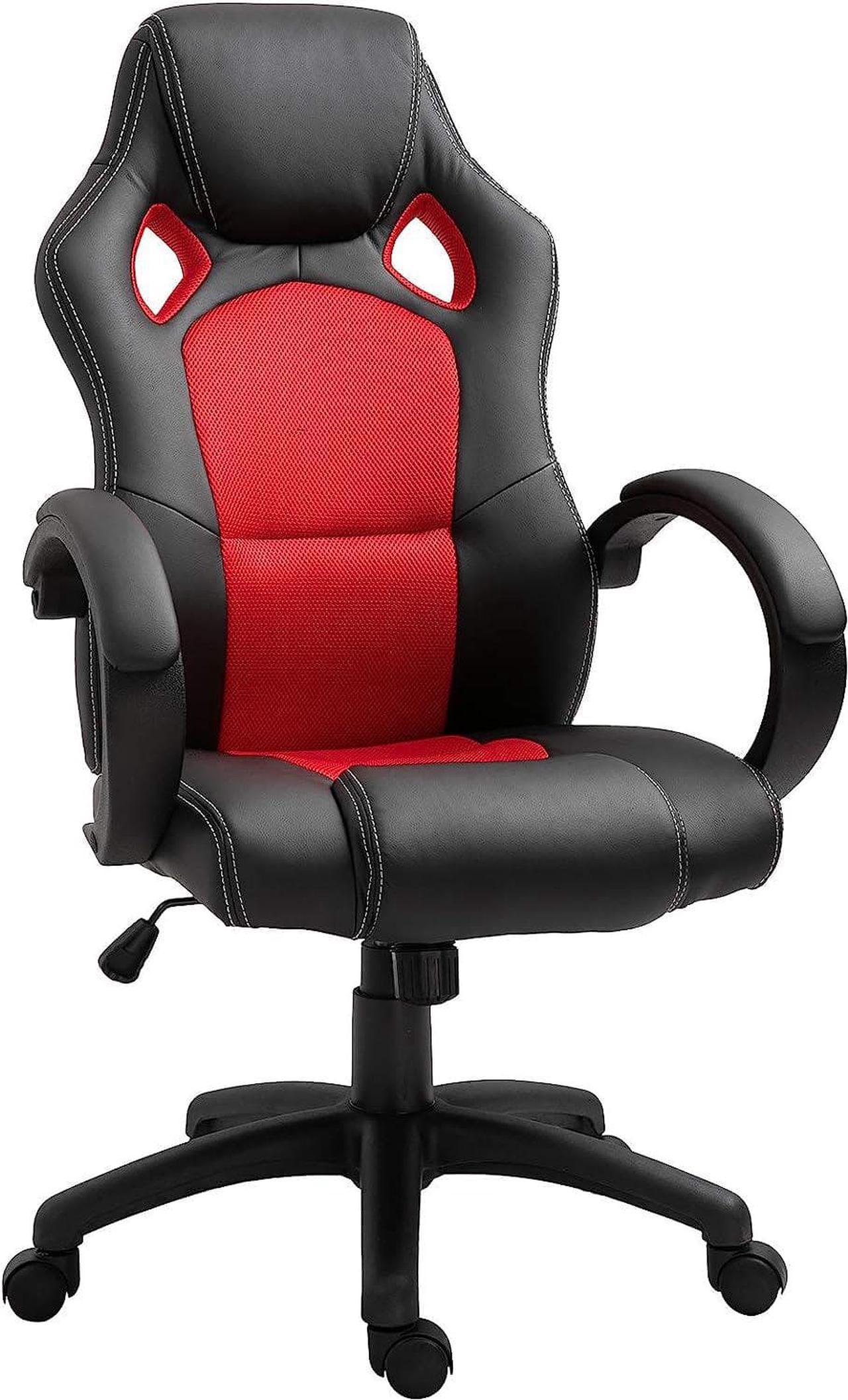 HOMCOM Racing Gaming Chair High Back Office Chair Computer Desk Gamer Chair with Swivel Wheels, Padded Headrest, Tilt Function, Red