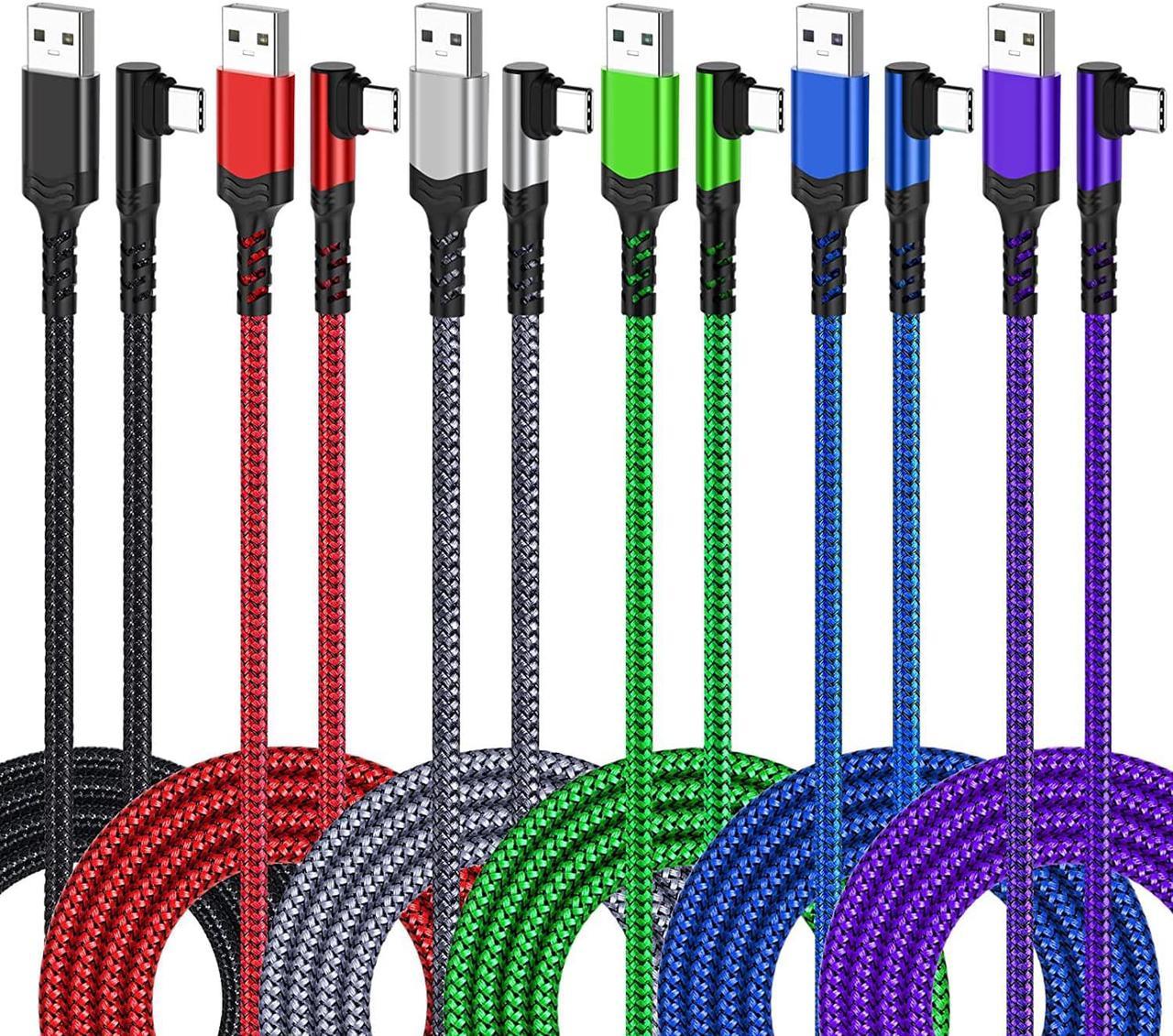 Agtray 6-Pack 10ft USB C Cable 90 Degree Right Angle Type C Android Charger Fast Charging USB a to USB c L Shape Long Braided Cord Compatible for Samsung Galaxy S23 S22 S21 S20 Note20 10, Pixel 7/7A/6