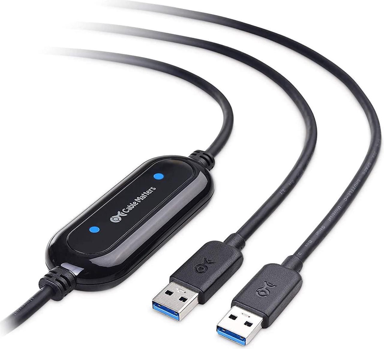 Cable Matters USB 3.0 Data Transfer Cable PC to PC for Windows and Mac Computer in 6.6 ft - PClinq5 and Bravura Easy Computer Sync, Key Included - Compatible with PCMover for Windows System Migration