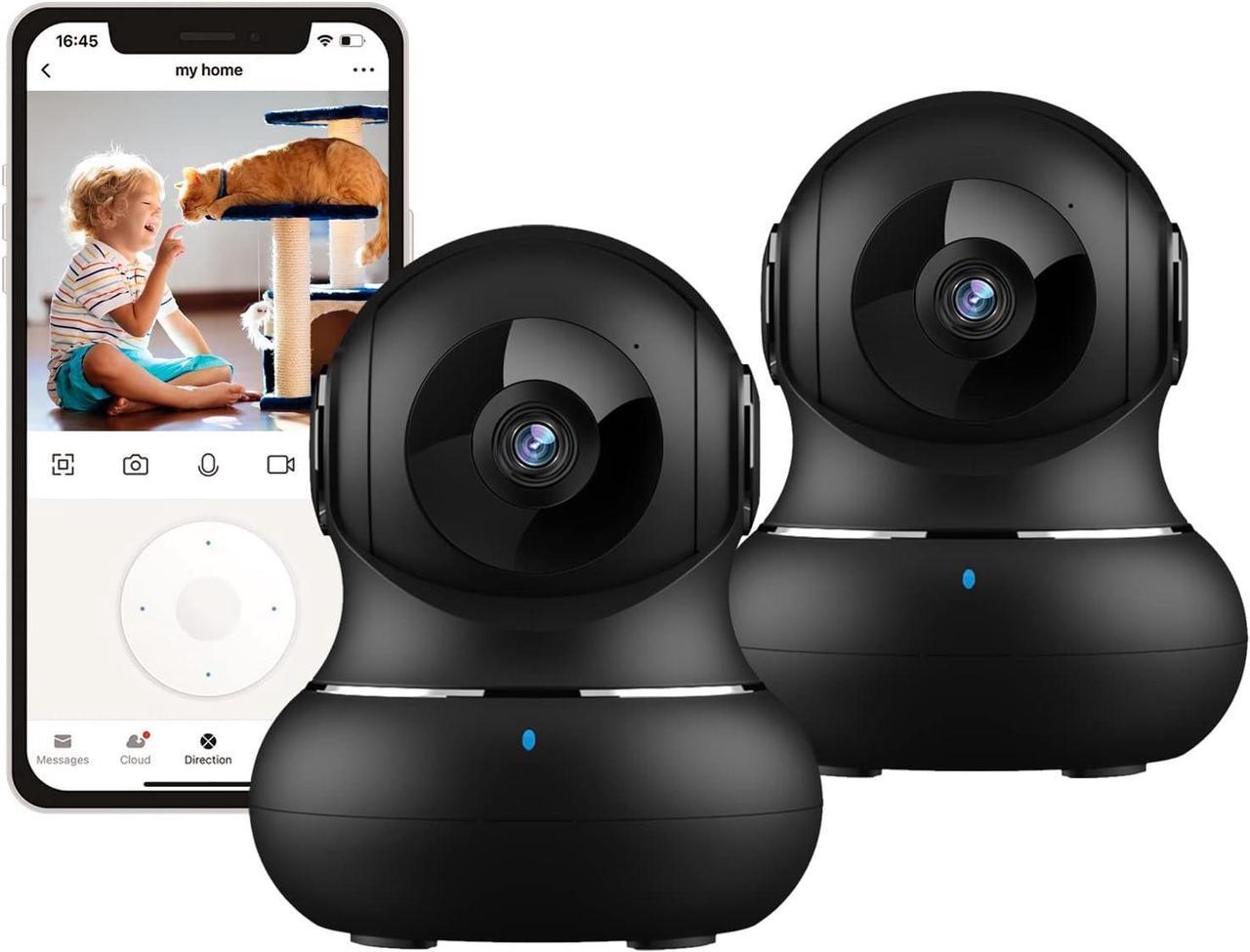 2K Indoor Security Camera, Litokam 360° View Pet Camera with Phone App, with Motion Detection, Baby Monitor with IR Night Vision, 2-Way Audio, Indoor Camera Wireless for Baby/Nanny, Alexa, 2 Pack