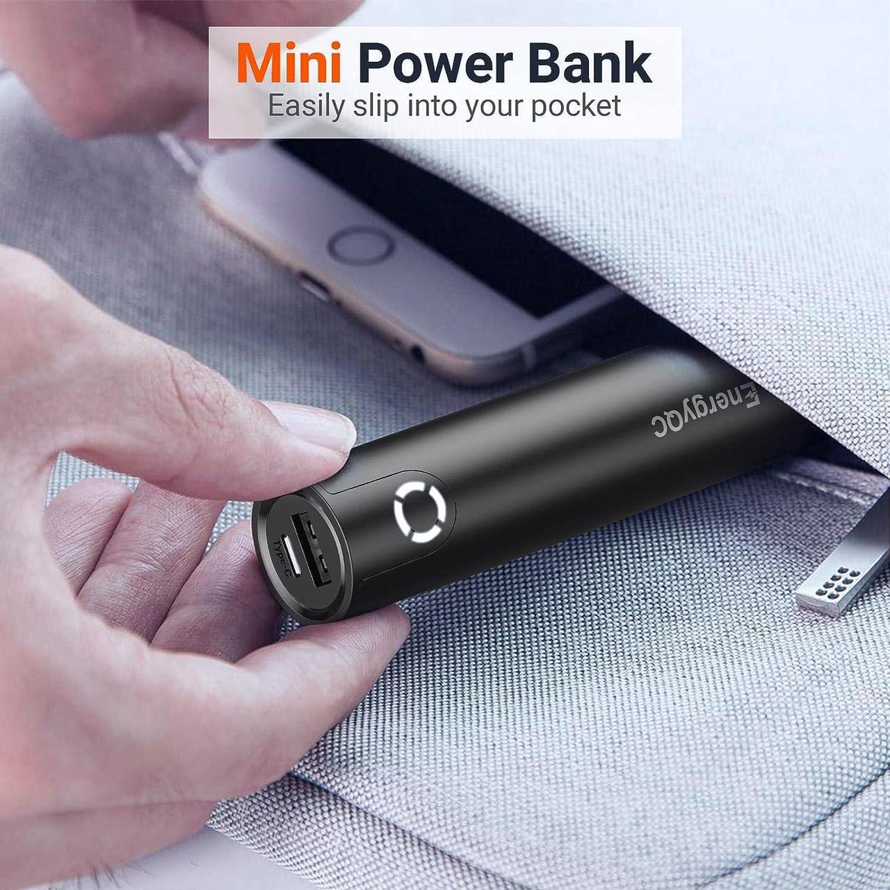 Alt view image 7 of 7 - EnergyQC Fast Charging Portable Charger 5000mAh,External Battery Power Bank with 5V/2.4A Output and USB-C Input(Recharge Only), Battery Pack Compatible with iPhone,Samsung Galaxy and More-Black