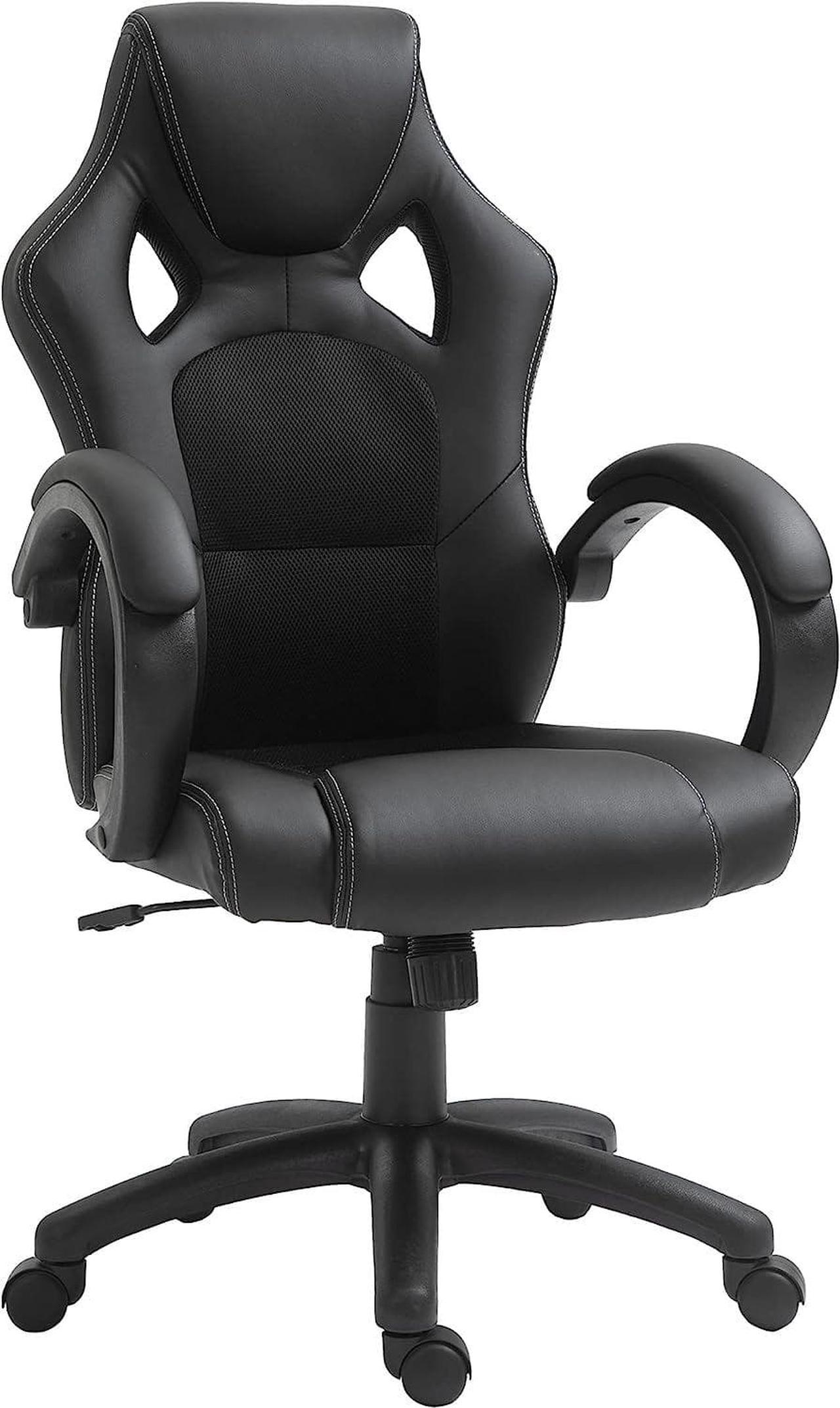 HOMCOM Racing Gaming Chair High Back Office Chair Computer Desk Gamer Chair with Swivel Wheels, Padded Headrest, Tilt Function, Black