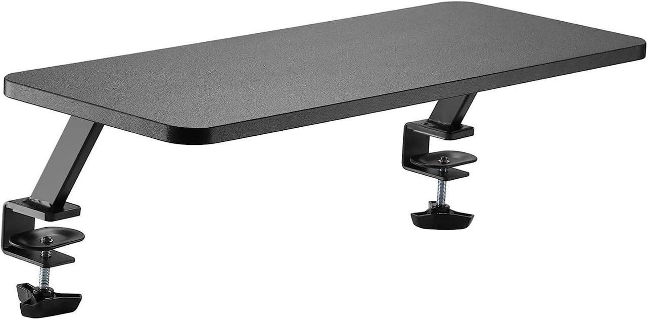 Kantek Ergonomic Mounted Computer Monitor Riser Stand, Floating Desk Shelf, Clamp On Base, 25.6" X 10.2" X 5.1", Black