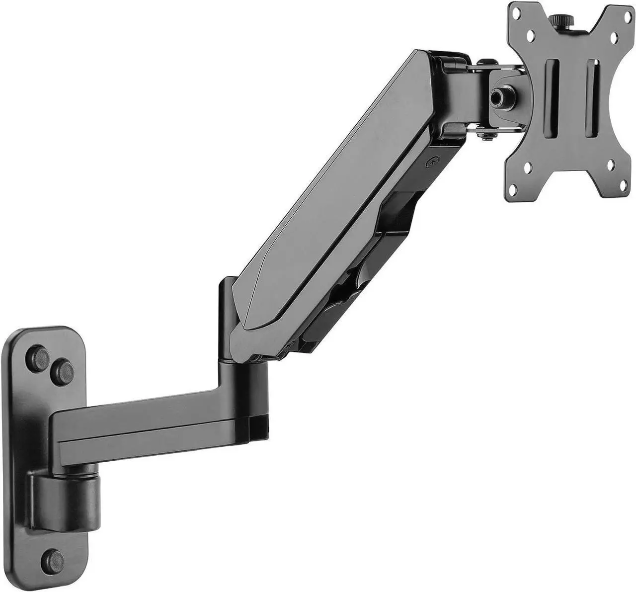 Alt view image 2 of 7 - Mount-It! Monitor Wall Mount with Full Motion Gas Spring Arm | Height Adjustable Bracket for Flat Panel Screens Up to 32" | Fits VESA 75 and 100, 17.6 Lbs Capacity, Black