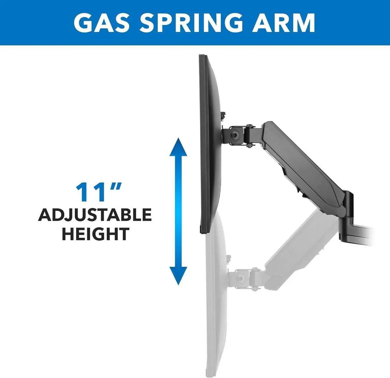 Alt view image 4 of 7 - Mount-It! Monitor Wall Mount with Full Motion Gas Spring Arm | Height Adjustable Bracket for Flat Panel Screens Up to 32" | Fits VESA 75 and 100, 17.6 Lbs Capacity, Black