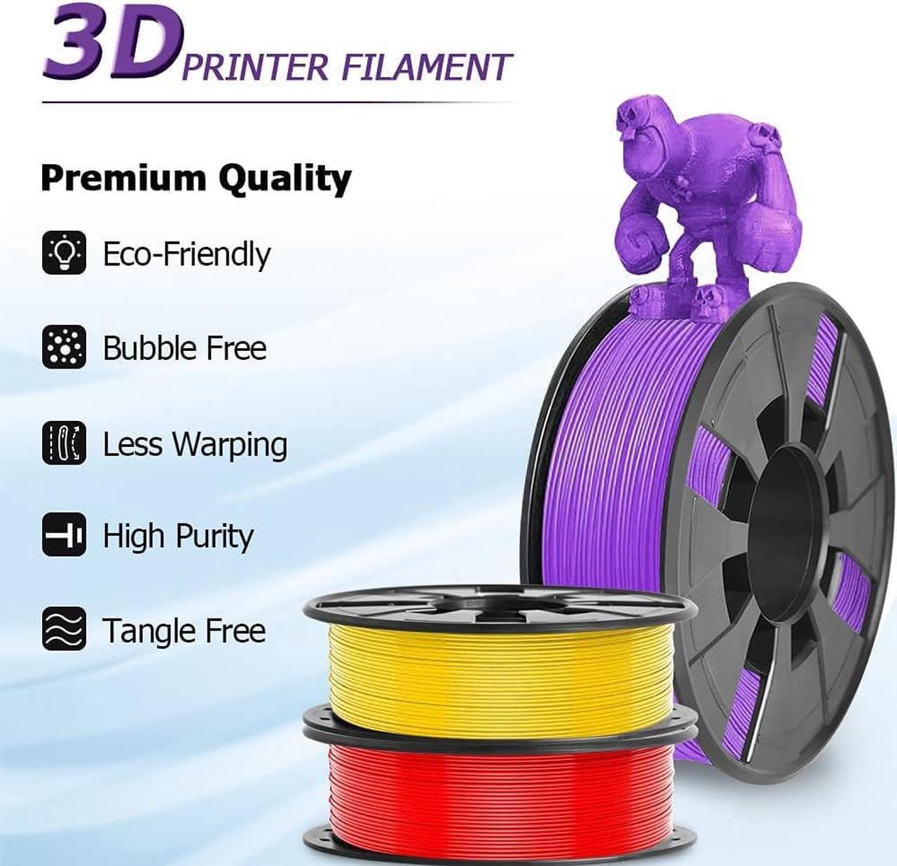 Alt view image 2 of 7 - 3D Printer Filament, 1.75mm PLA 3D Printing Filament in Total 2 KG, Dimensional Accuracy +/- 0.03 mm Widely Compatible for 3D Printing (8 Pack)