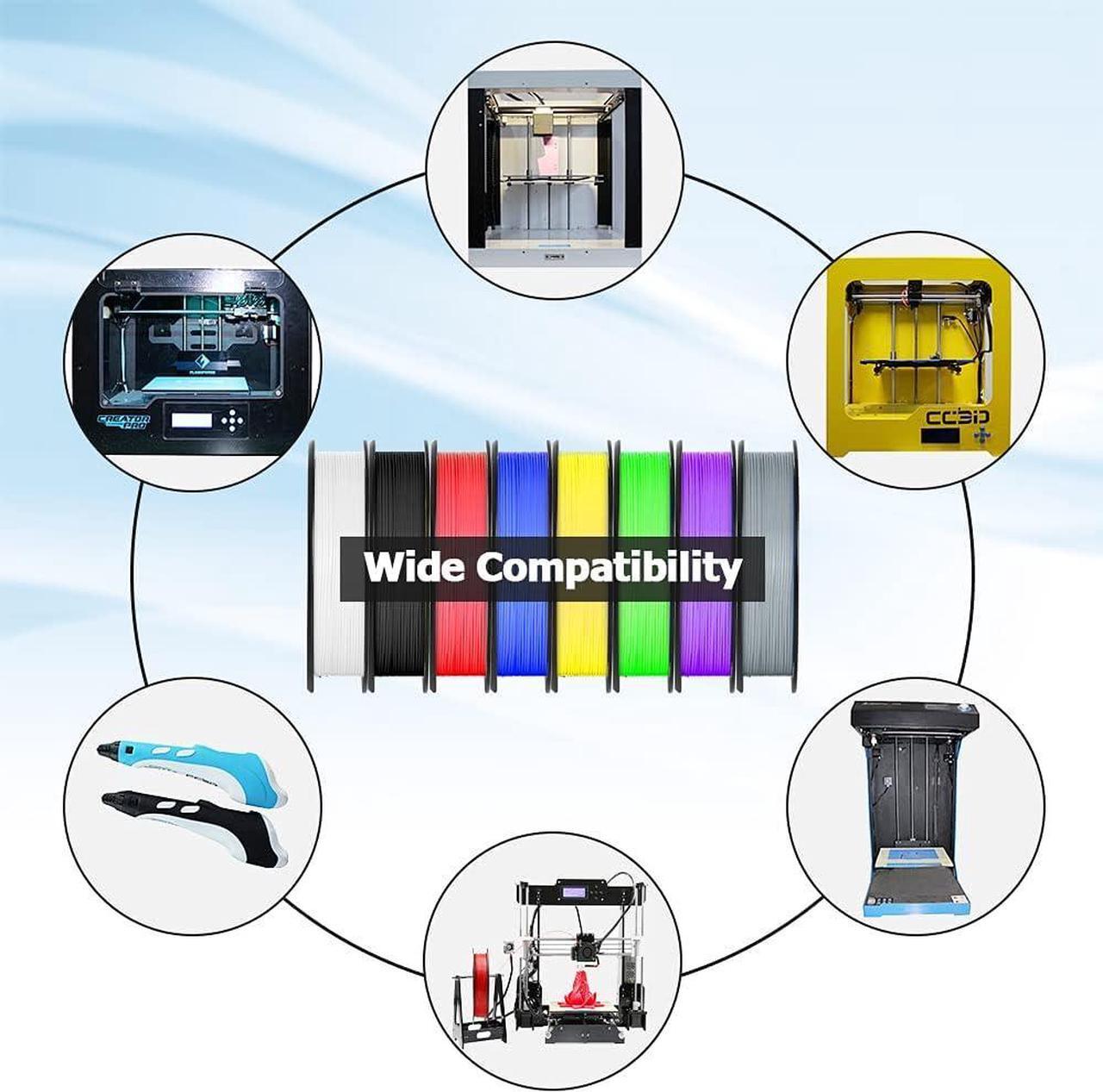 Alt view image 5 of 7 - 3D Printer Filament, 1.75mm PLA 3D Printing Filament in Total 2 KG, Dimensional Accuracy +/- 0.03 mm Widely Compatible for 3D Printing (8 Pack)