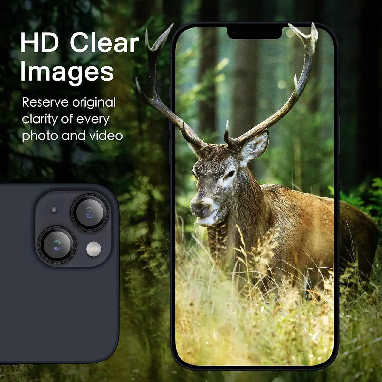 Alt view image 4 of 7 - Camera Lens Protector for iPhone 14 6.1-Inch and iPhone 14 Plus 6.7-Inch 9H Tempered Glass Metal Individual Ring Cover HD Clear 1 Set (Midnight)