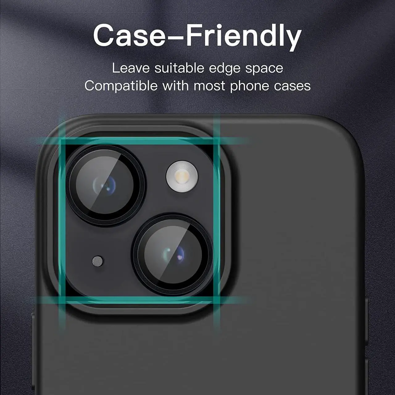 Alt view image 6 of 7 - Camera Lens Protector for iPhone 14 6.1-Inch and iPhone 14 Plus 6.7-Inch 9H Tempered Glass Metal Individual Ring Cover HD Clear 1 Set (Midnight)