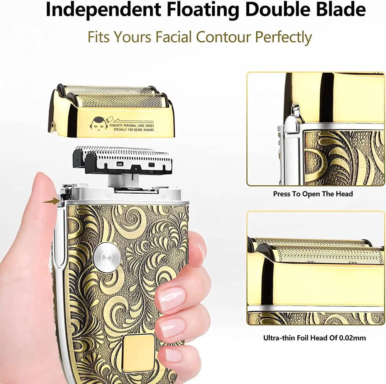 Alt view image 6 of 7 - Soonsell T Blade Hair Trimmers for Family+Foil Shaver Trimmer Set,Man Professional Cordless Barbers Clippers Set Blade Close Cutting Beard Trimmer Trimmer 4 Guards & 2 Foil HeadGold