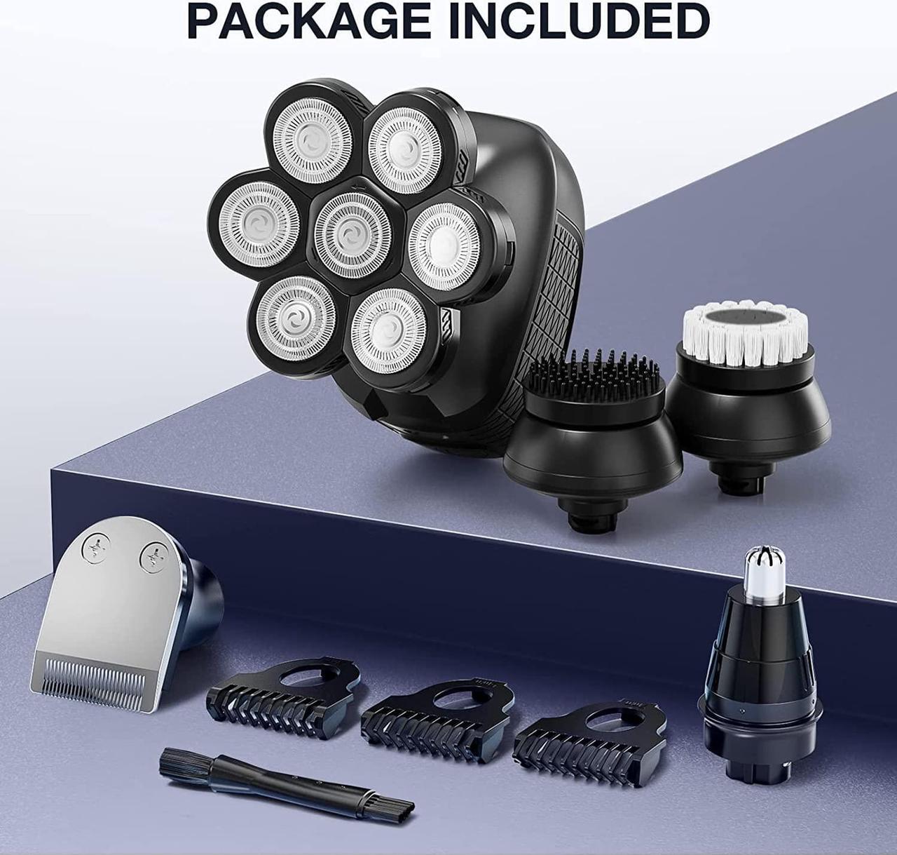 Alt view image 7 of 7 - Head Shaver 7D, Wyklaus Upgrade Head Shavers for Bald Men, Head Electric Razor with Nose Hair Trimmer, Waterproof Wet/Dry Mens Grooming Kit, Anti-Pinch, LED Display, USB RechargeableBlack