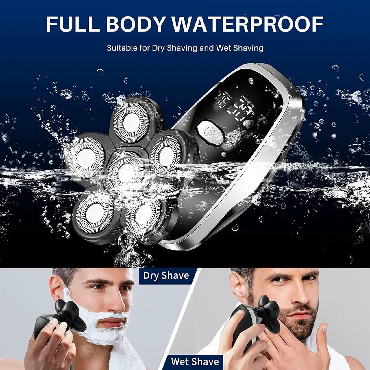 Alt view image 4 of 6 - Head Shavers for Bald Men Upgraded Electric Razors Multifunctional Electric Shaver for Balding Head Waterproof Mens Head Razor Cordless Rotary Shaver Rechargeable Razors for Bald Man (Black)