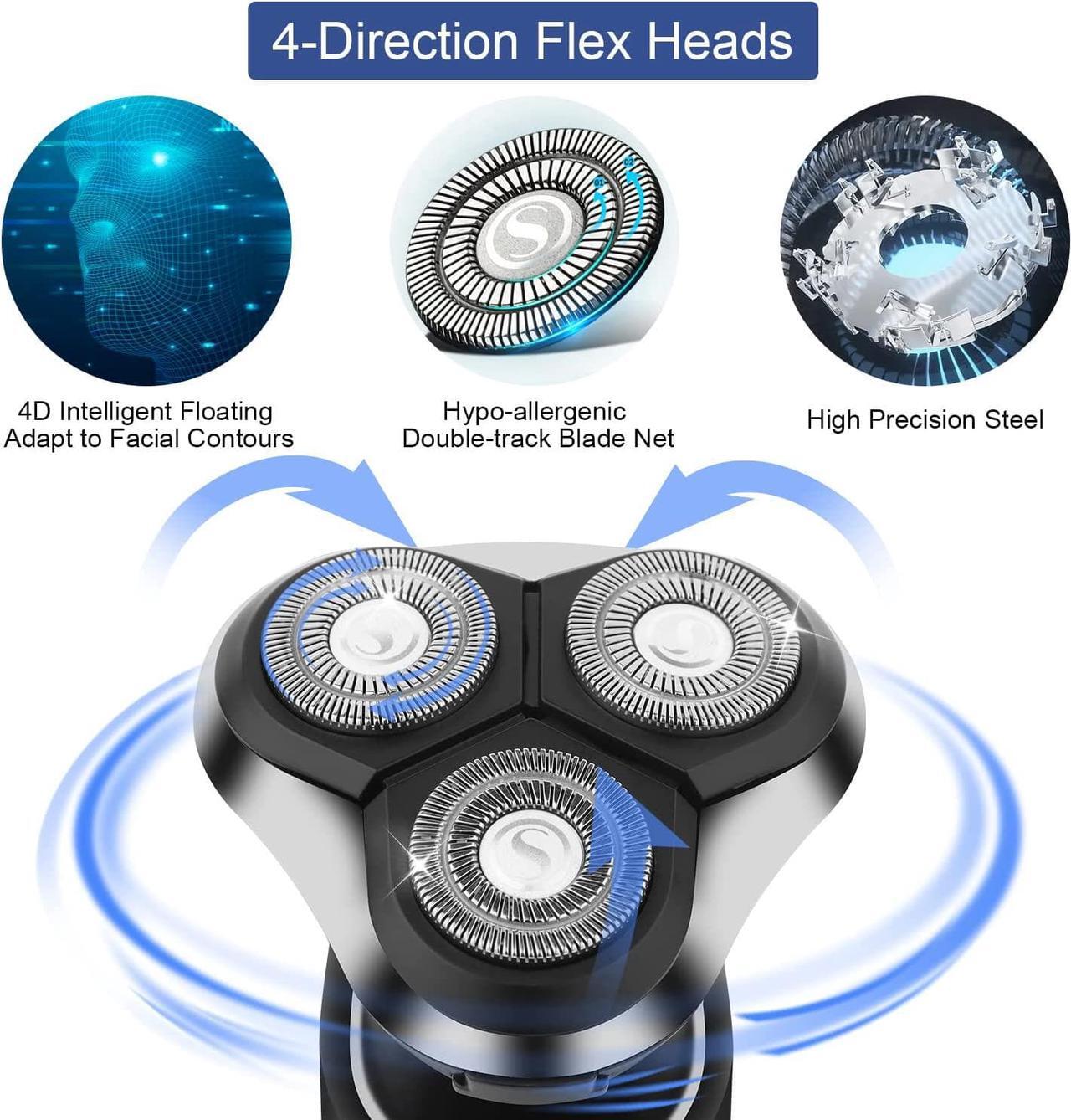Alt view image 2 of 6 - Electric Shaver for Men, Cordless Rechargeable Rotary Shaver, IPX6 Waterproof Wet & Dry Electric Razor with Led Display