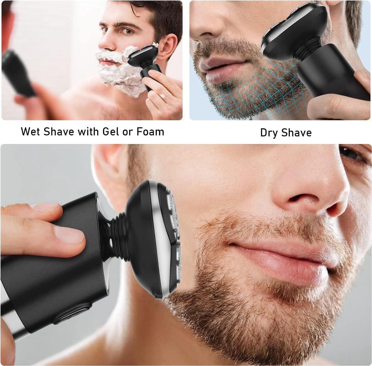 Alt view image 6 of 6 - Electric Shaver for Men, Cordless Rechargeable Rotary Shaver, IPX6 Waterproof Wet & Dry Electric Razor with Led Display