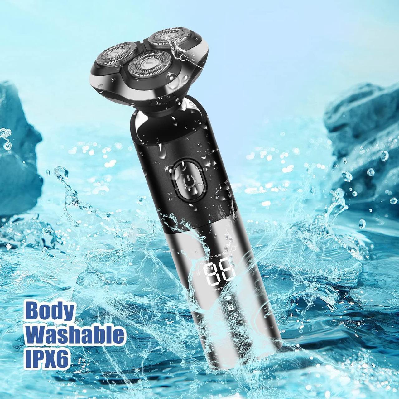 Alt view image 5 of 6 - Electric Shaver for Men, Cordless Rechargeable Rotary Shaver, IPX6 Waterproof Wet & Dry Electric Razor with Led Display