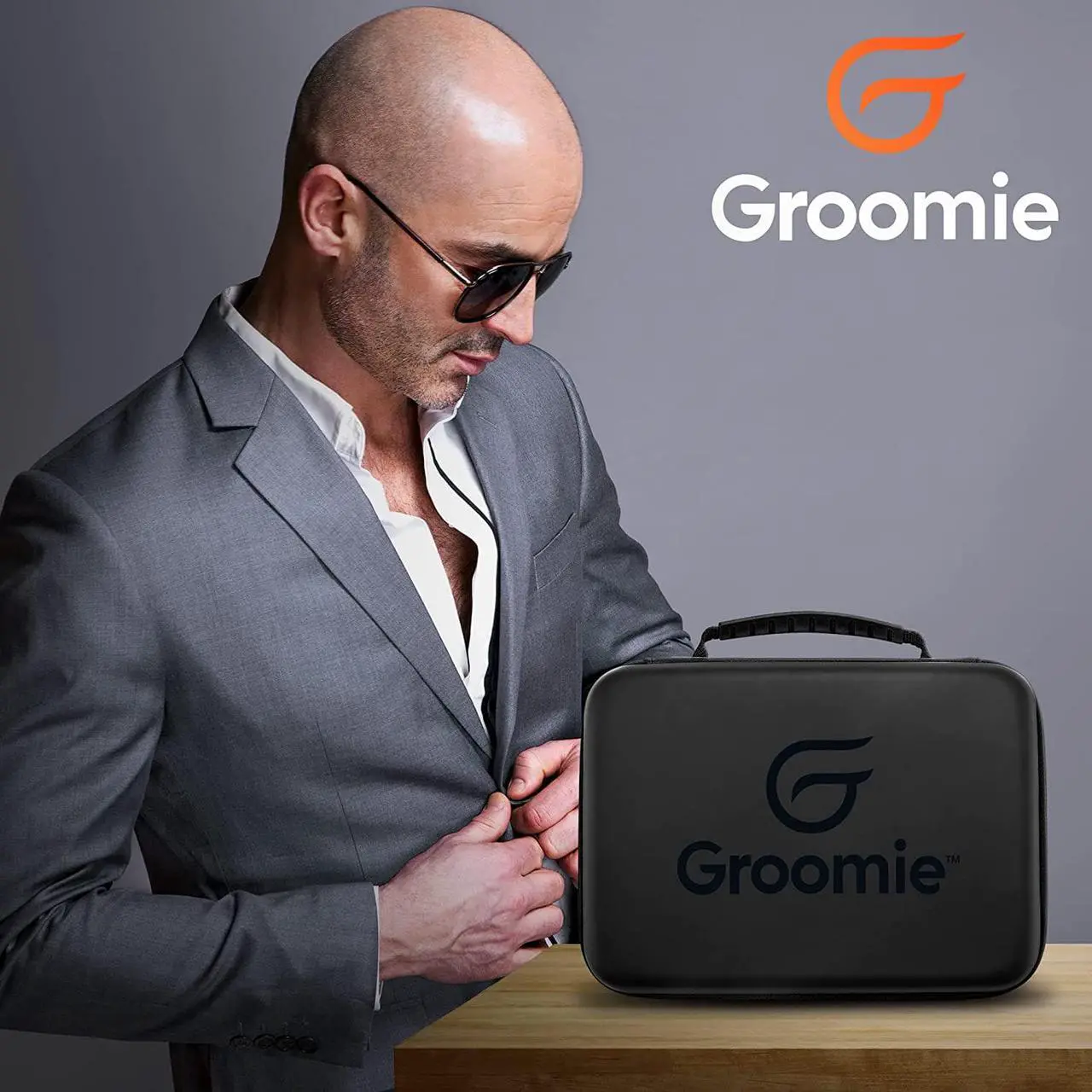 Alt view image 6 of 7 - Groomie BaldiePro Travel Case (Black)  Shaving Kit Travel Organizer For Men  Sleek Portable Hard Case for Carrying On the Go  Electric Head Shaver Grooming Accessories Case for Men