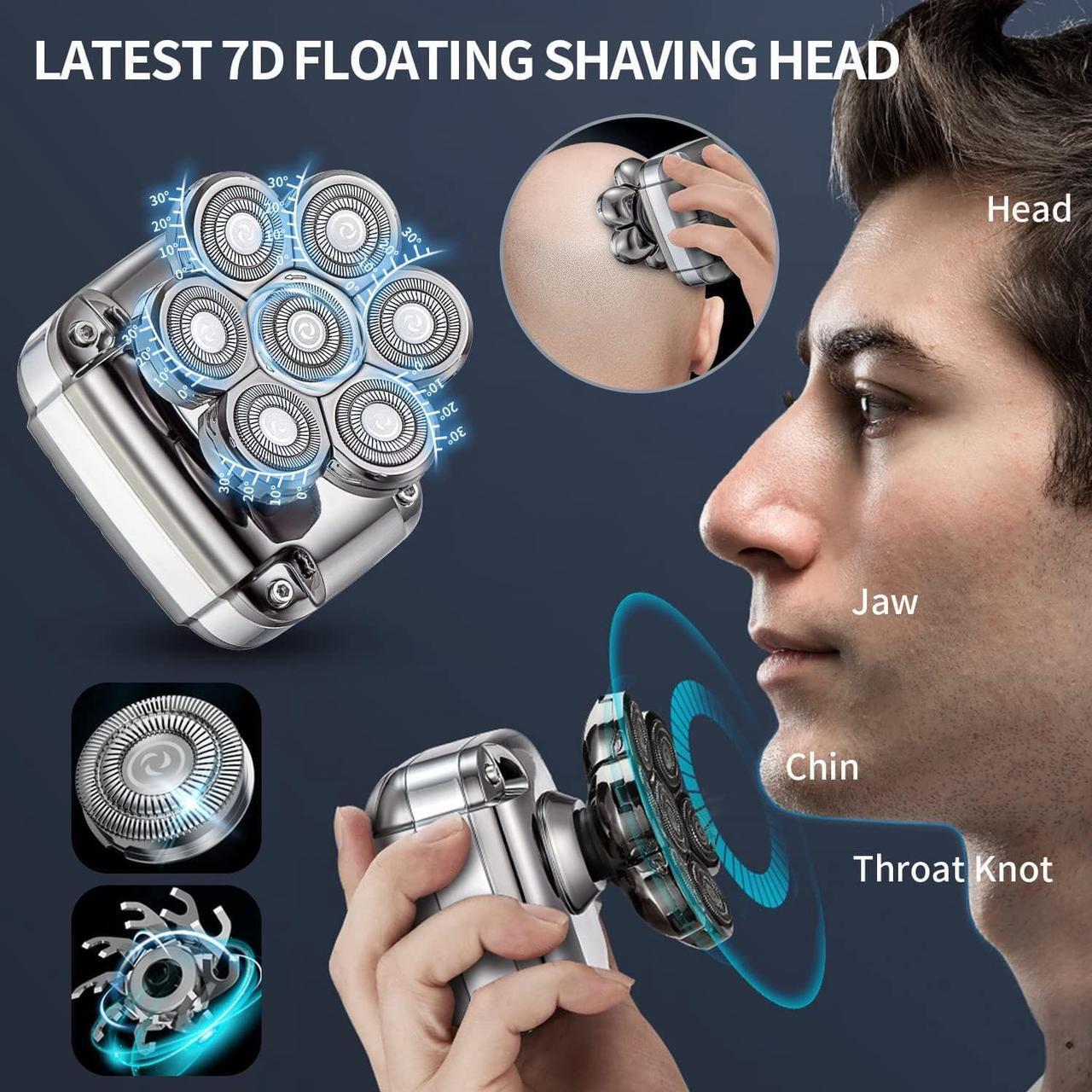 Alt view image 3 of 6 - Roziapro Bald Head Shavers for Men Waterproof Electric Rechargeable Balding Head Shaver Professional Anti-Pinch Shave Bald Head Wet&Dry Rotary Close Razor with Replaceable Grooming Shaving Heads