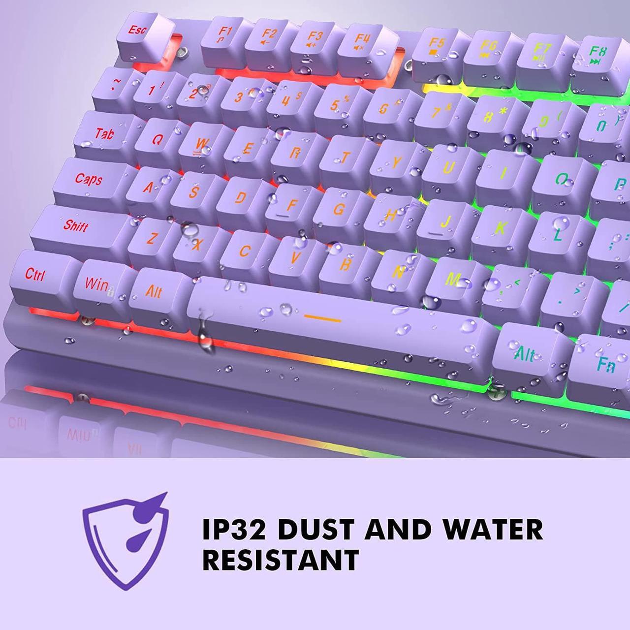 Alt view image 2 of 7 - NPET K10 Wired Gaming Keyboard, RGB Backlit, Spill-Resistant Design, Multimedia Keys, Quiet Silent USB Membrane Keyboard for Desktop, Computer, PC (Purple)