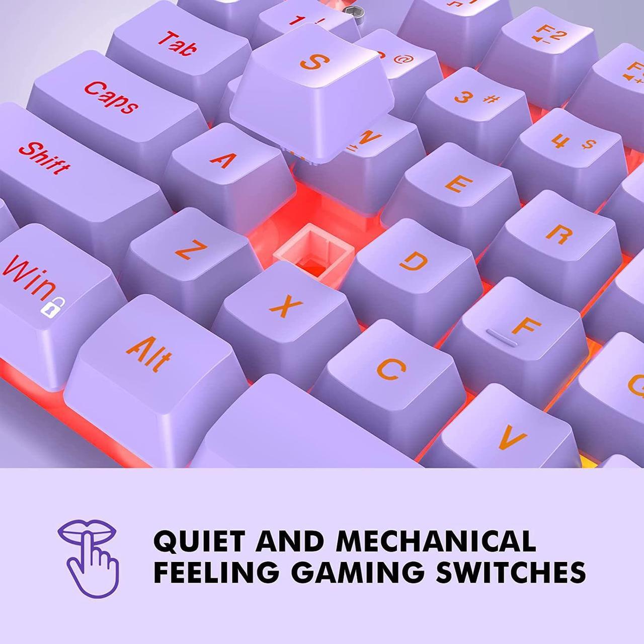 Alt view image 3 of 7 - NPET K10 Wired Gaming Keyboard, RGB Backlit, Spill-Resistant Design, Multimedia Keys, Quiet Silent USB Membrane Keyboard for Desktop, Computer, PC (Purple)