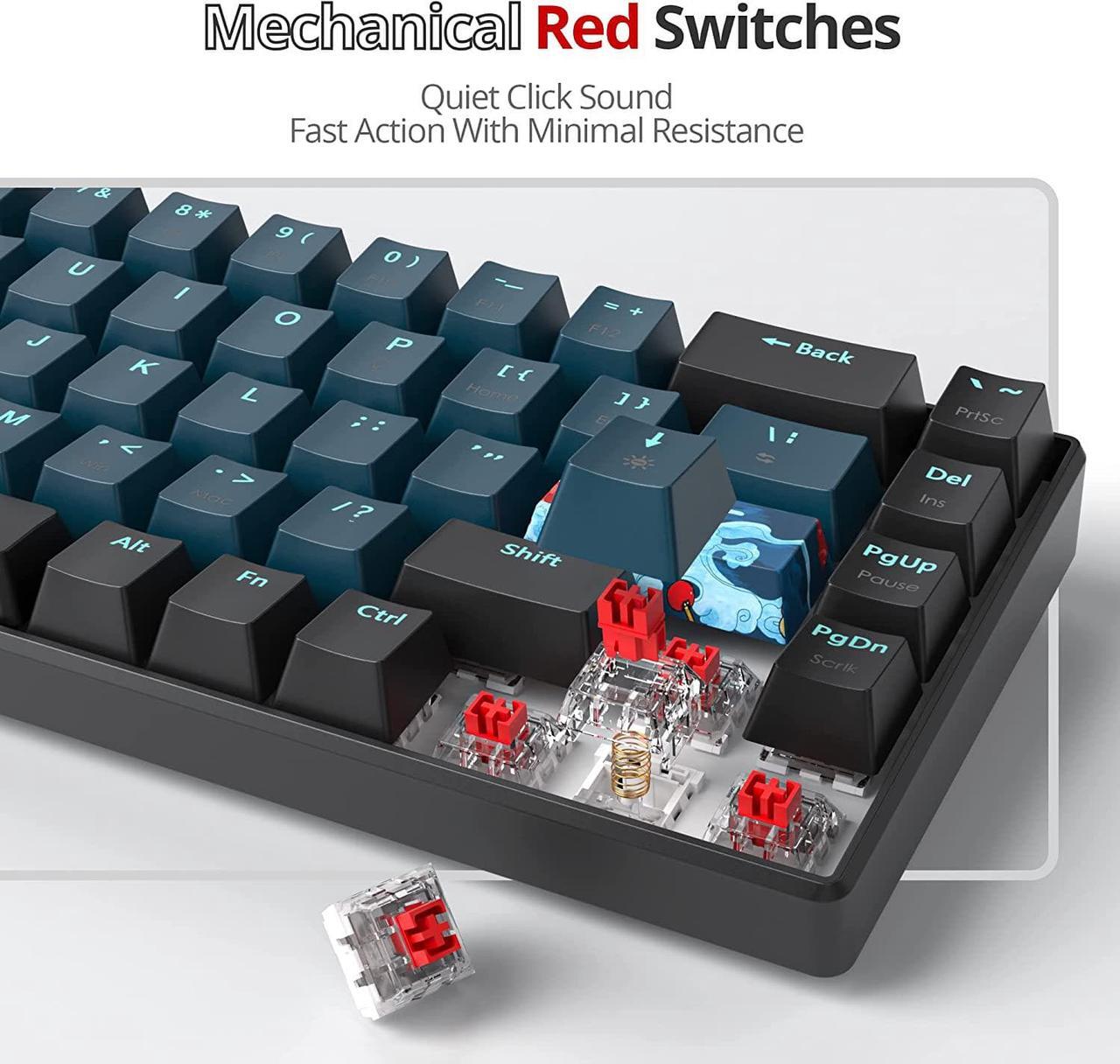 Alt view image 3 of 7 - 65 Percent Mechanical Gaming Keyboard 68 Keys RGB Gaming Keyboard with Red Switch Wired Keyboard for Windows PS4/5 Xbox Gamers(68 Monster)