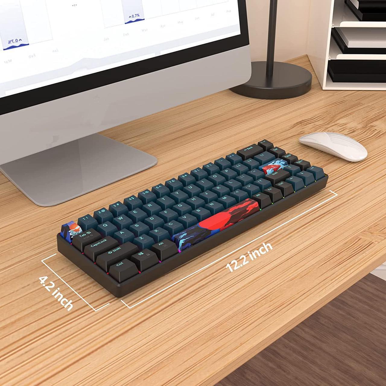 Alt view image 6 of 7 - 65 Percent Mechanical Gaming Keyboard 68 Keys RGB Gaming Keyboard with Red Switch Wired Keyboard for Windows PS4/5 Xbox Gamers(68 Monster)