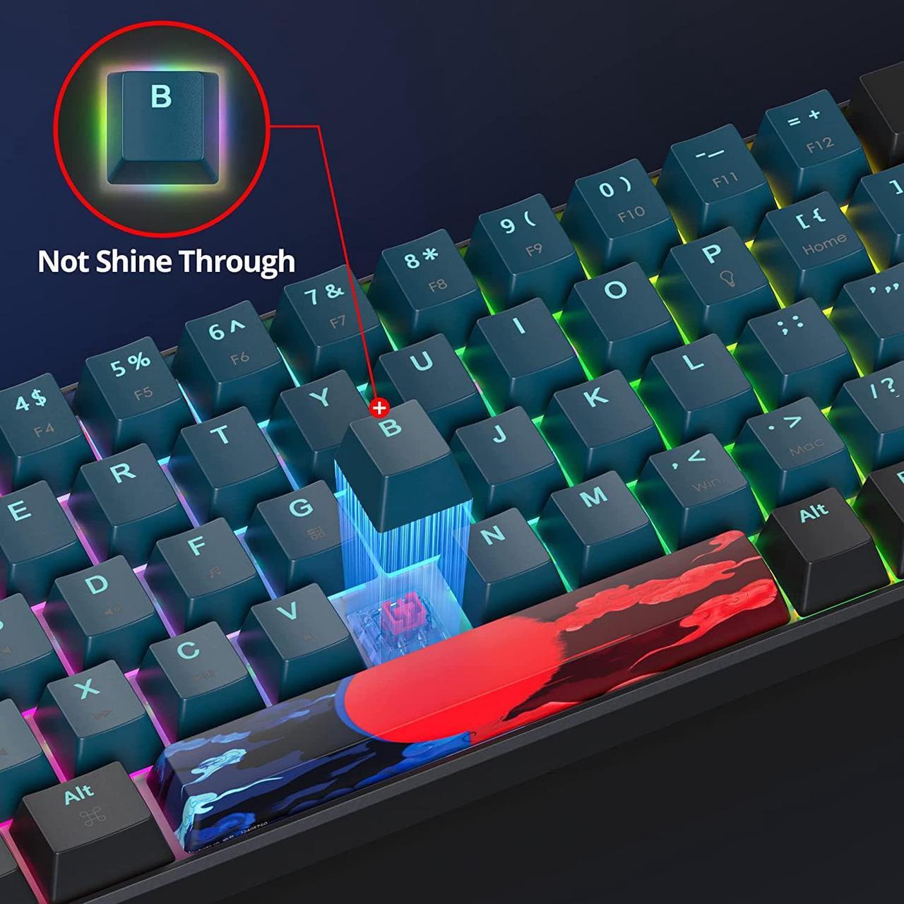 Alt view image 7 of 7 - 65 Percent Mechanical Gaming Keyboard 68 Keys RGB Gaming Keyboard with Red Switch Wired Keyboard for Windows PS4/5 Xbox Gamers(68 Monster)