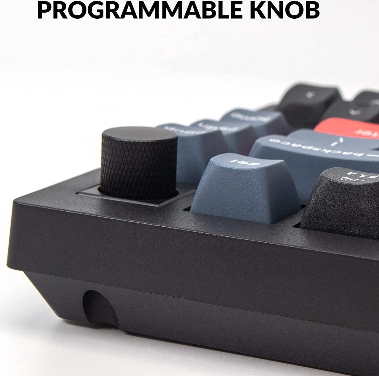 Alt view image 3 of 7 - Keychron V1 Wired Custom Mechanical Keyboard Knob Version, 75% Layout QMK/VIA Programmable with Hot-swappable Keychron K Pro Red Switch Compatible with Mac Windows Linux Carbon Black (Non-Transparent)