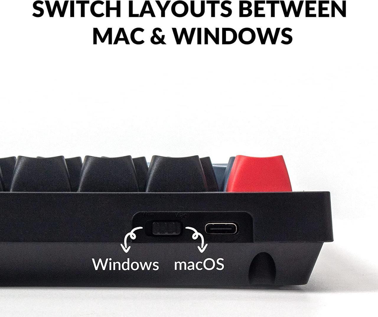 Alt view image 5 of 7 - Keychron V1 Wired Custom Mechanical Keyboard Knob Version, 75% Layout QMK/VIA Programmable with Hot-swappable Keychron K Pro Red Switch Compatible with Mac Windows Linux Carbon Black (Non-Transparent)