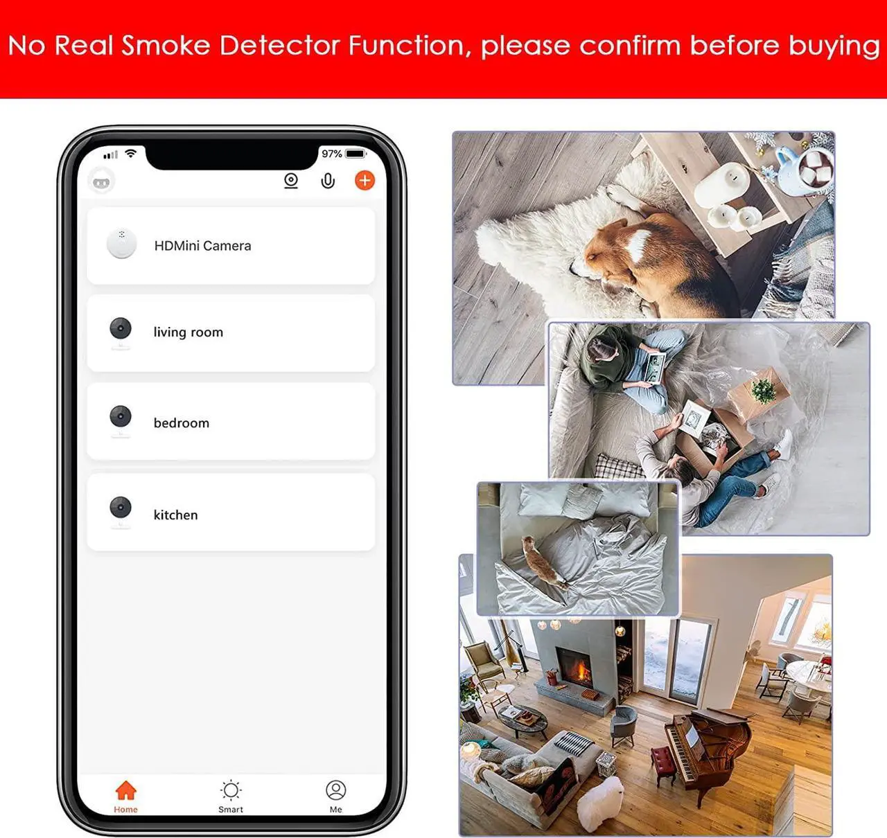 Alt view image 2 of 7 - WiFi Hidden Camera Smoke Detector, HD 1080P Spy Camera for Home Office Security Surveillance Camera, Wireless Mini Security Spy Nanny Camera with Remote View/Night Vision/Motion Detection No Audio