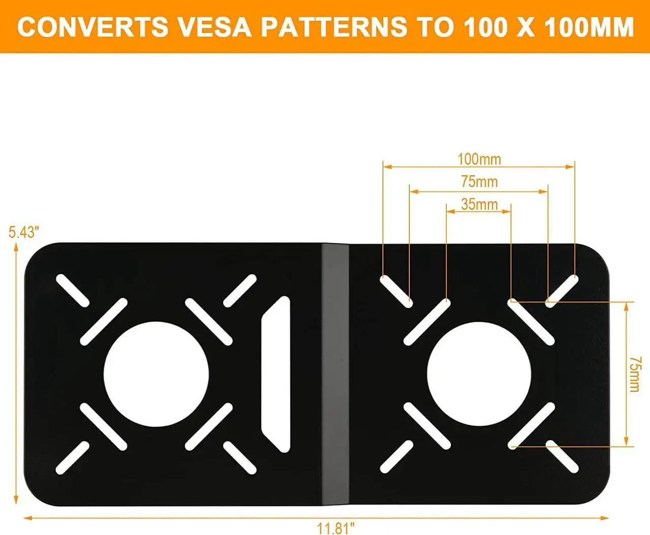 Alt view image 2 of 7 - VESA Mount Adapter Extender Bracket Universal VESA Conversion Plate Compatible with Intel NUC VESA Monitor 35 by 75 mm to 100 by 100 mm Extension Plate Holder for Mini PC CPU Computer