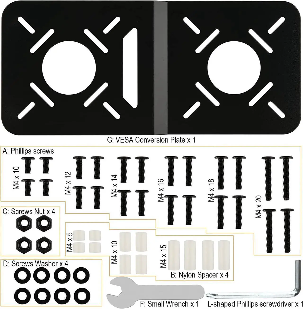 Alt view image 4 of 7 - VESA Mount Adapter Extender Bracket Universal VESA Conversion Plate Compatible with Intel NUC VESA Monitor 35 by 75 mm to 100 by 100 mm Extension Plate Holder for Mini PC CPU Computer