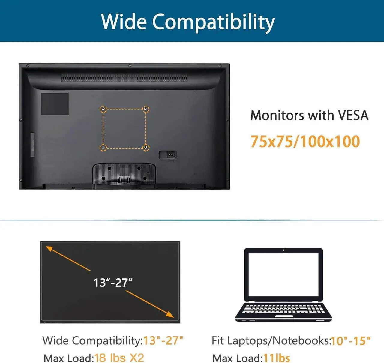 Alt view image 3 of 6 - HUANUO Monitor and Laptop Mount, Gas Spring Dual Monitor Stand with Laptop Tray Fit Two 13 to 27 Inch Flat Curved Computer Screens and 10 to 15 Inch Notebooks with C Clamp, Grommet Mounting Base
