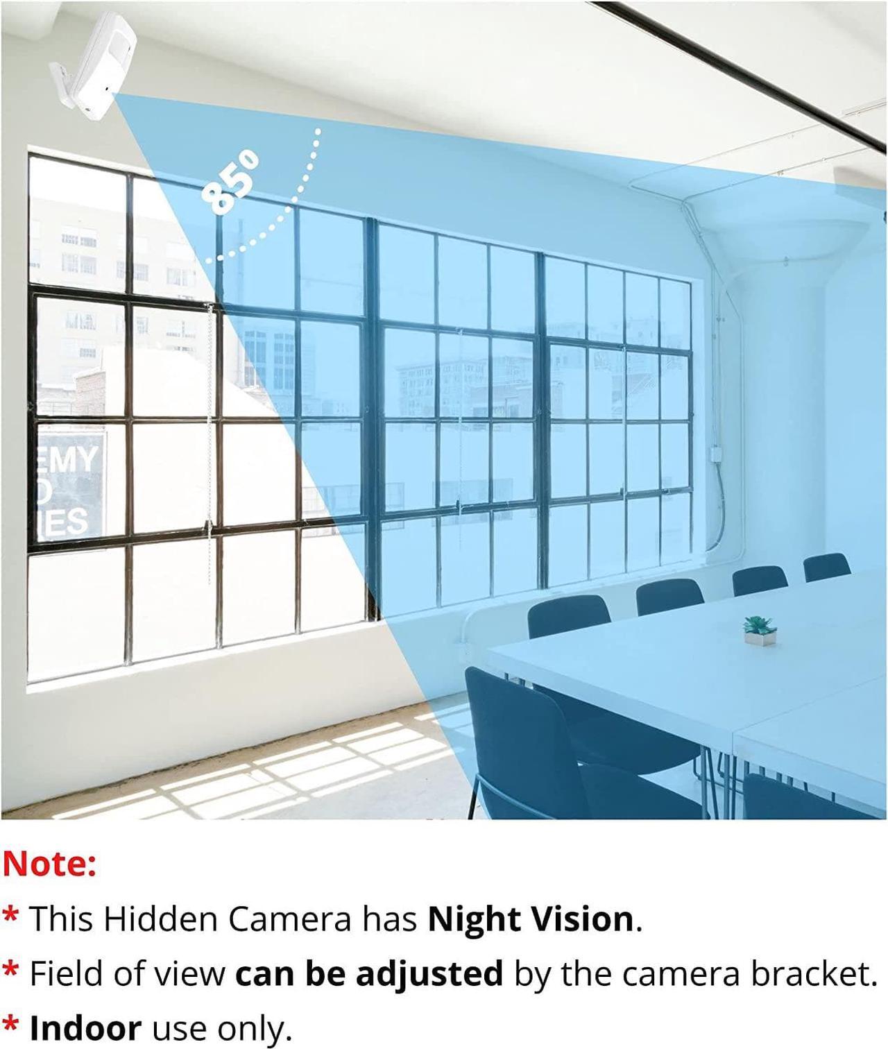 Alt view image 3 of 7 - Evertech 1080p Hidden Nanny Covert PIR Security Camera with Night Vision, Day Night Motion Detector Style AHD TVI CVI Analog Camera Only Indoor Using