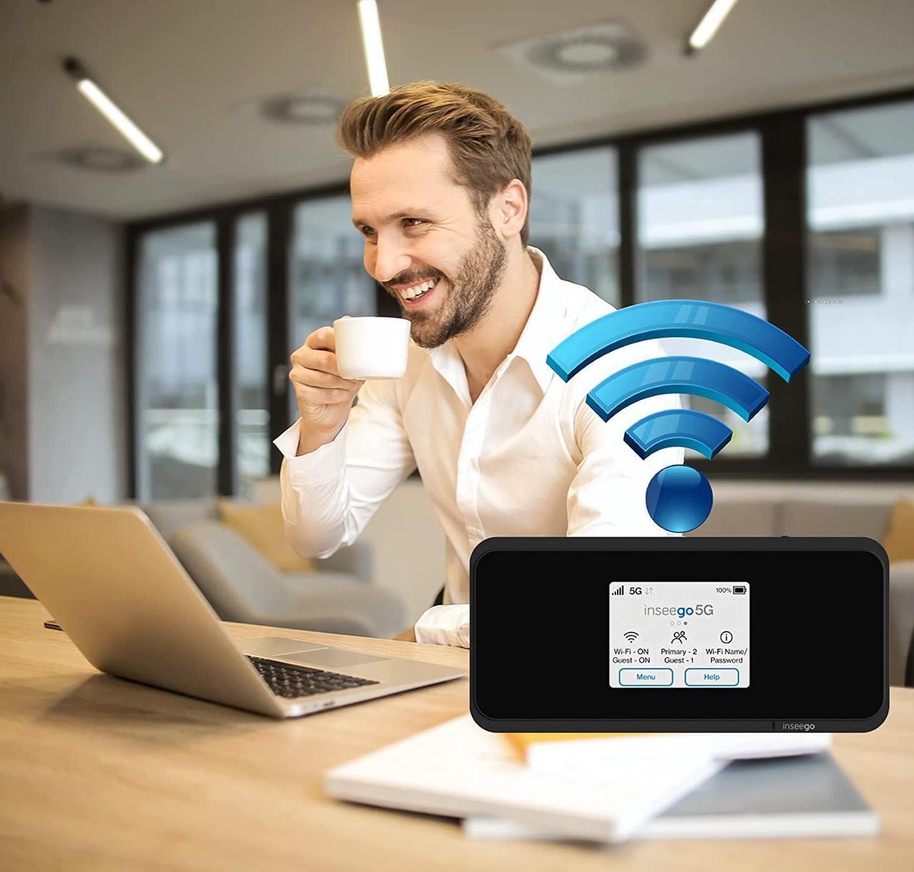 Alt view image 5 of 5 - 5G Mobile WiFi Hotspot | Verizon Wireless Jetpack Inseego MiFi M2100 | LTE Cat22 Speed Up to 2,7 Gbps | Usage Up to 16 Hours | Portable Travel Router | EVDO-LINK Bundle Includes Verizon Sim Card